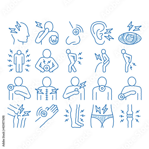 Body Ache icon hand drawn illustration
