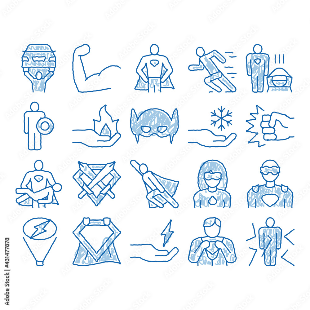 Naklejka premium Super Hero icon hand drawn illustration