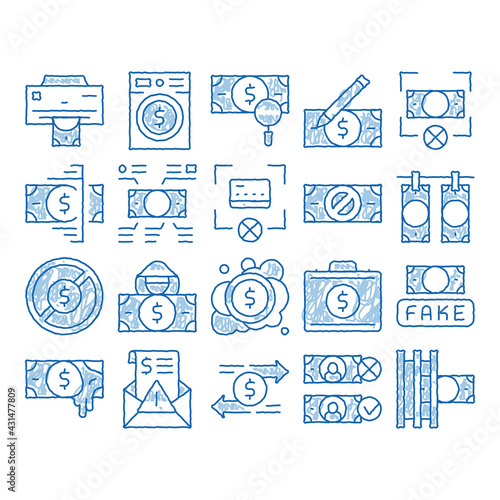 Fake Money icon hand drawn illustration