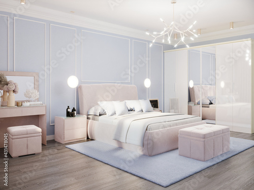 3d rendering luxury bedroom