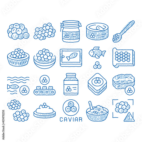 Caviar Seafood Product icon hand drawn illustration