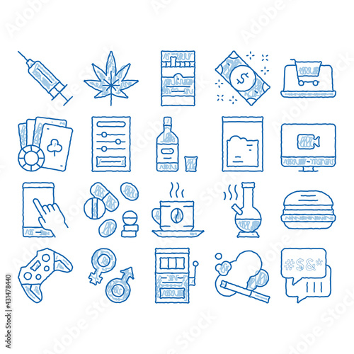 Addiction Bad Habits icon hand drawn illustration