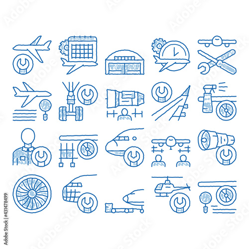 Aircraft Repair Tool icon hand drawn illustration