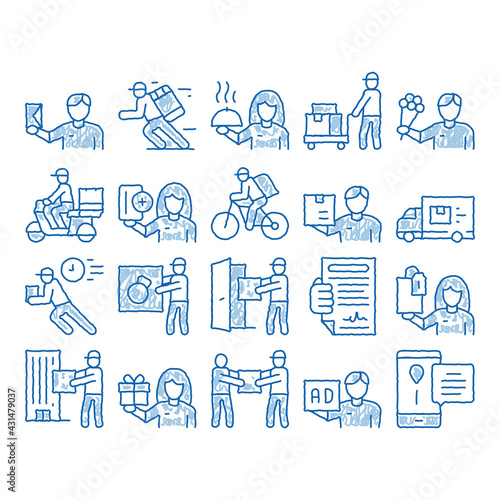 Courier Delivery Job icon hand drawn illustration
