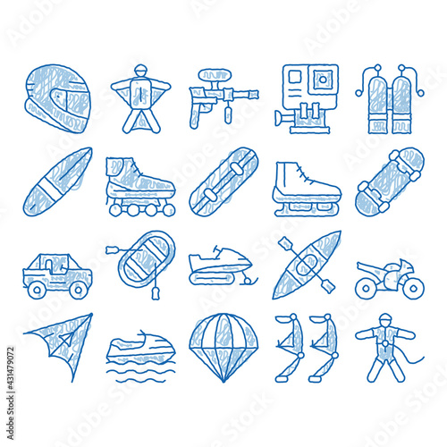 Extreme Sport Activity icon hand drawn illustration