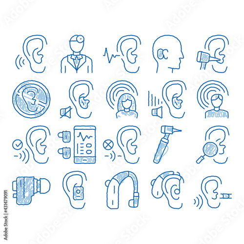 Hearing Human Sense icon hand drawn illustration