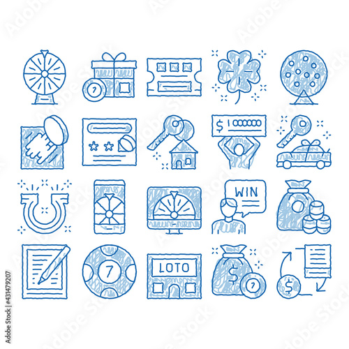 Lottery Gambling Game icon hand drawn illustration