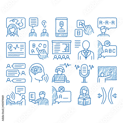 Speech Therapist Help icon hand drawn illustration