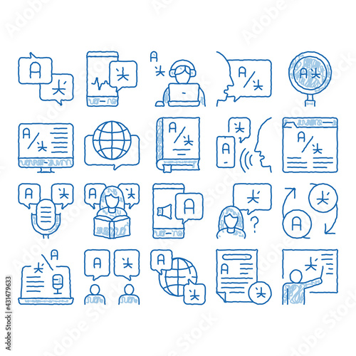 Interpreter Translator icon hand drawn illustration