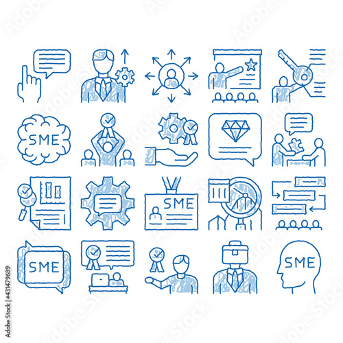 Sme Business Company icon hand drawn illustration