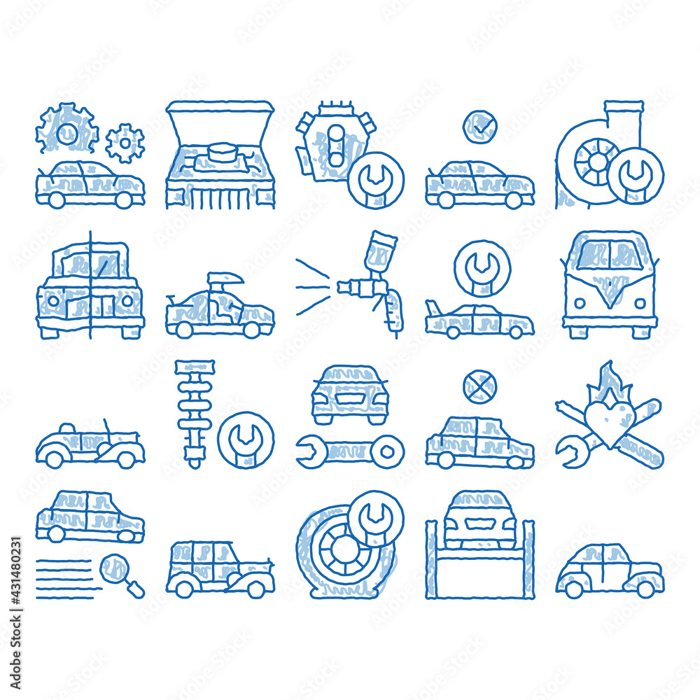 Car Restoration Repair icon hand drawn illustration Car Restoration Repair icon hand drawn illustration