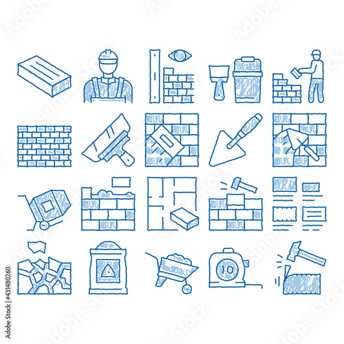 Bricklayer Industry icon hand drawn illustration