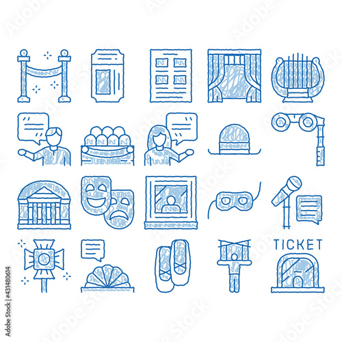 Theatre Equipment icon hand drawn illustration