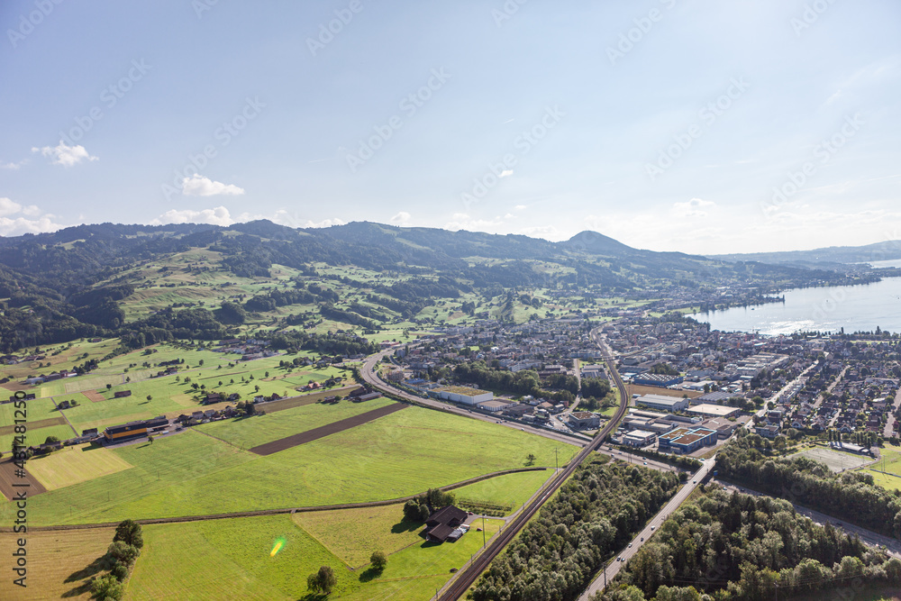 Luftaufnahme Lachen Kanton Schwyz 2