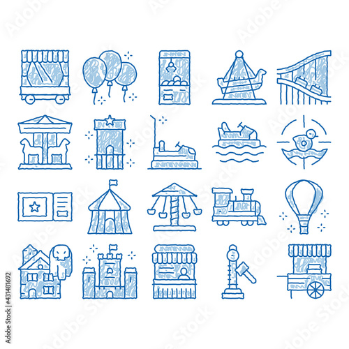 Amusement Park And Attraction icon hand drawn illustration