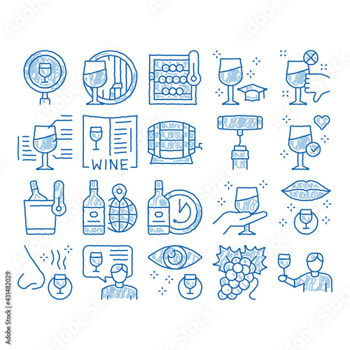 Sommelier Wine Tasting icon hand drawn illustration