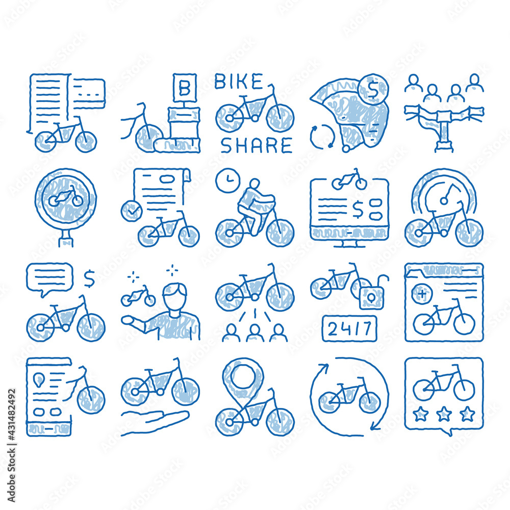 Bike Sharing Business icon hand drawn illustration
