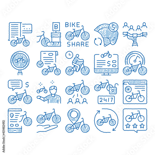 Bike Sharing Business icon hand drawn illustration