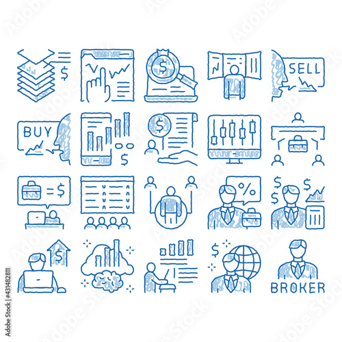 Broker Advice Business icon hand drawn illustration