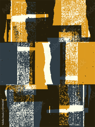 Abstract grunge vector background. Color handcrafted composition of overlapping irregular graphic elements.