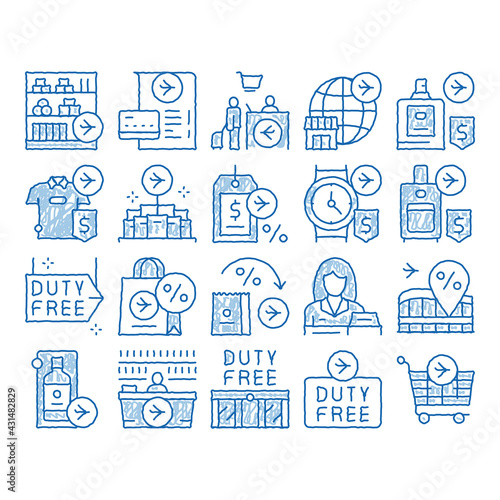 Duty Free Shop Store icon hand drawn illustration