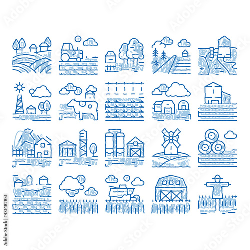 Farming Landscape icon hand drawn illustration