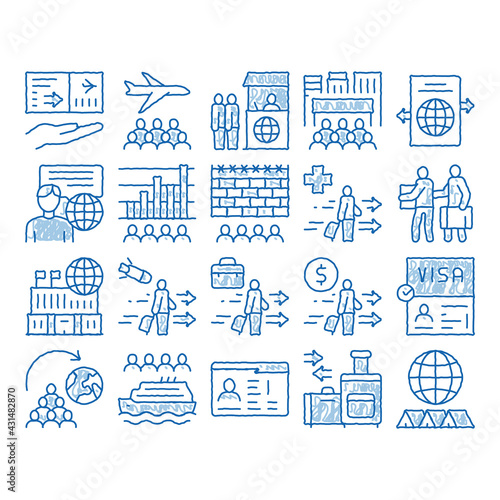 Immigration Refugee icon hand drawn illustration