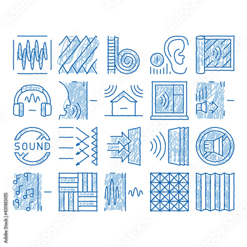 Soundproofing Building icon hand drawn illustration