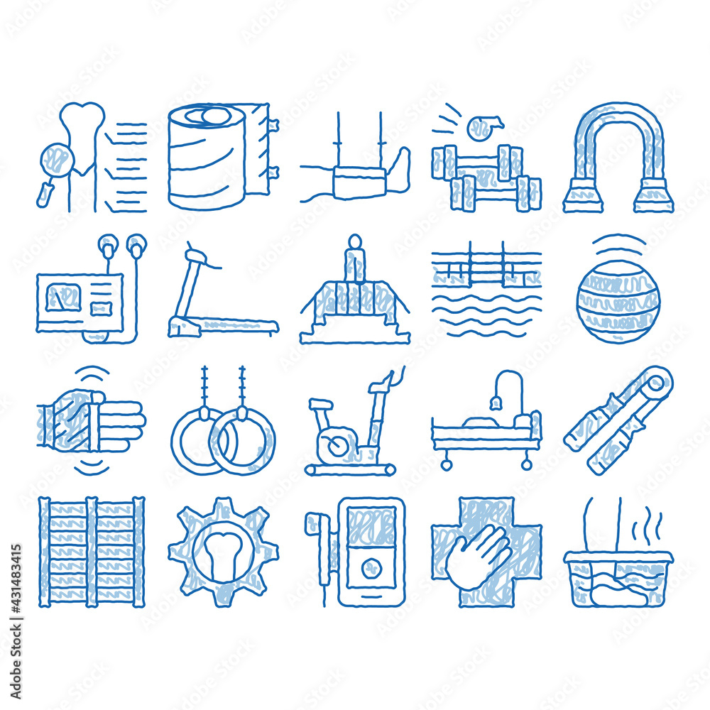 Physical Therapy icon hand drawn illustration Physical Therapy icon hand drawn illustration