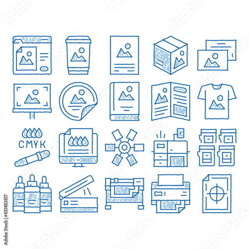 Polygraphy Printing Service icon hand drawn illustration