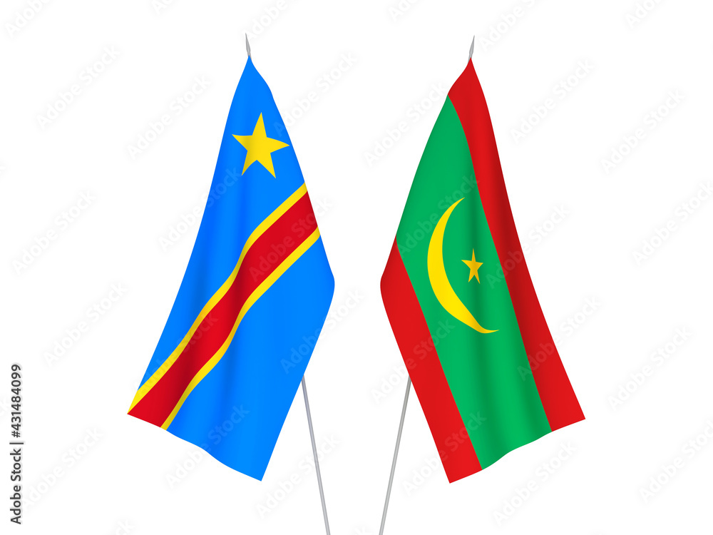 Democratic Republic of the Congo and Islamic Republic of Mauritania flags Democratic Republic of the Congo and Islamic Republic of Mauritania flags