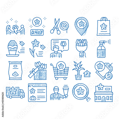 Flower Shop Boutique icon hand drawn illustration