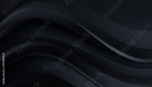 Black wavy backdrop. Abstract background