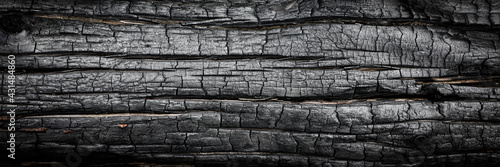 Dark texture of firewood charcoal