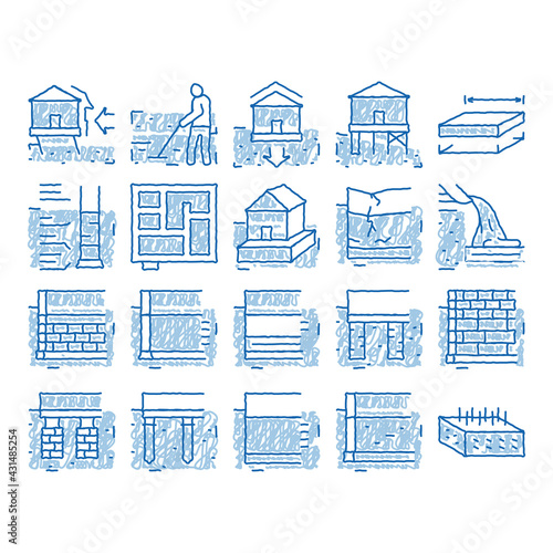 House Foundation Base icon hand drawn illustration