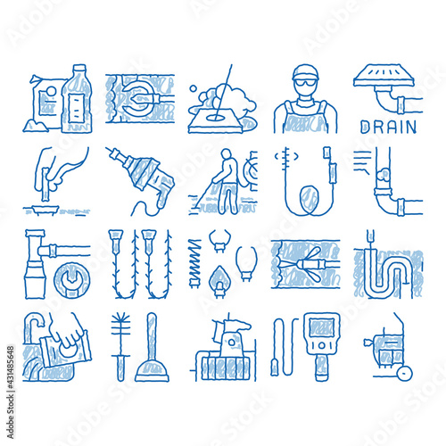 Drain Cleaning Service icon hand drawn illustration
