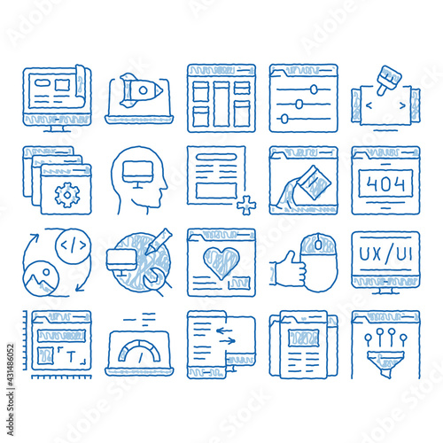 Web Design Development icon hand drawn illustration
