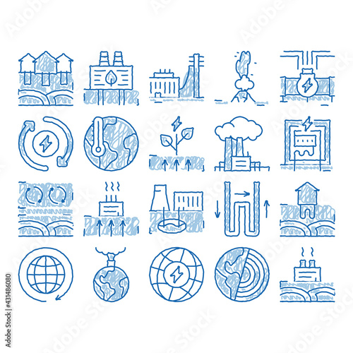 Geothermal Energy icon hand drawn illustration