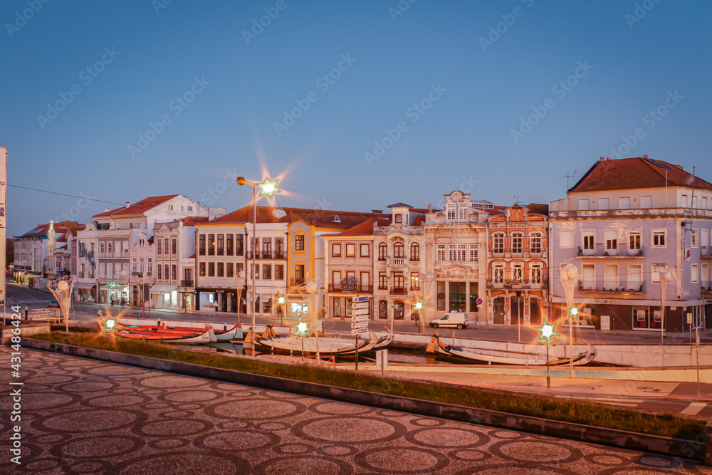 Fototapeta premium Largo do Rossio, partial view of the central region and touristic point of the city of Aveiro, Portugal.