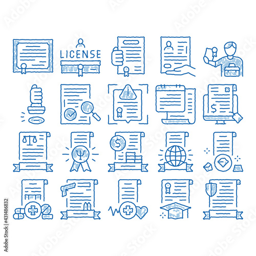 License Certificate icon hand drawn illustration