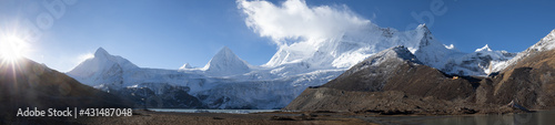 Panorama view of beautiful snow mountains in Tibet China
