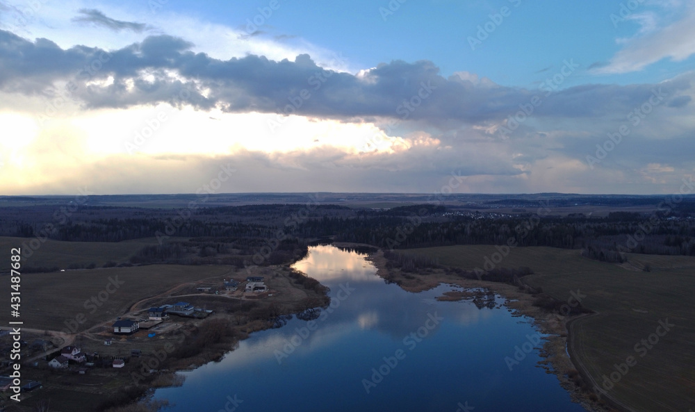 Fototapeta premium Top view of the lake water surface