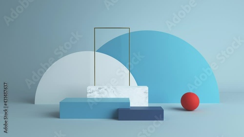 Abstract minimal scene with geometrical forms. Cube podiums in cream cwcase, shopfront,Scene to show cosmetic podructs. display case. 3d render. olors. Abstract background. Sho