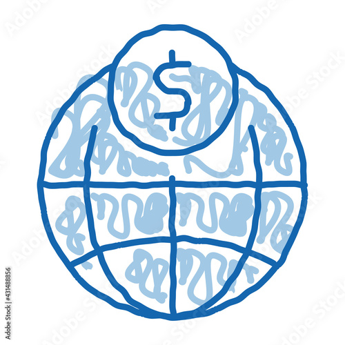 World Payment Coin Transfer doodle icon hand drawn illustration