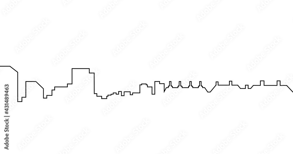 Line sketch cityscape design. Abstract black city skyline white background