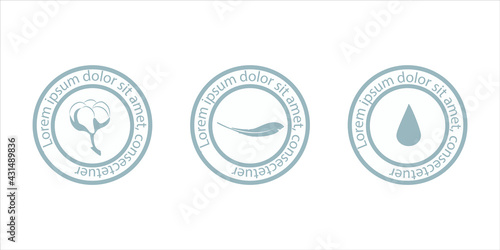 Fabric feature icon set cotton, feather filler, and waterproof.