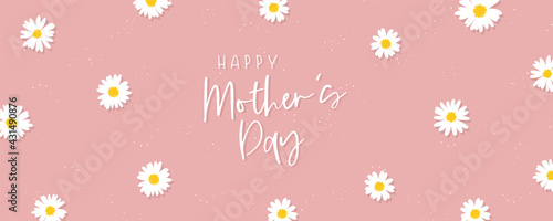 Cute hand drawn Mother's Day design, banner with flowers and text