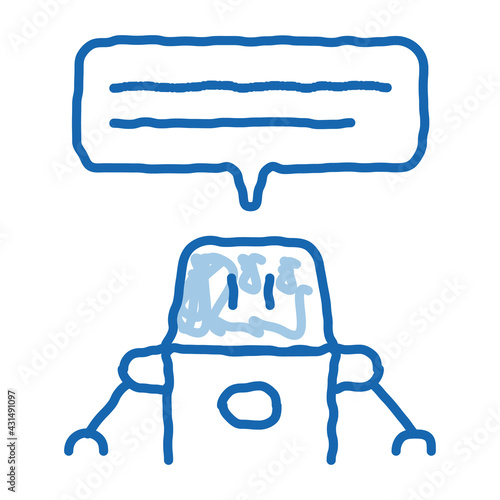 Artificial Intelligence Chat Bot doodle icon hand drawn illustration