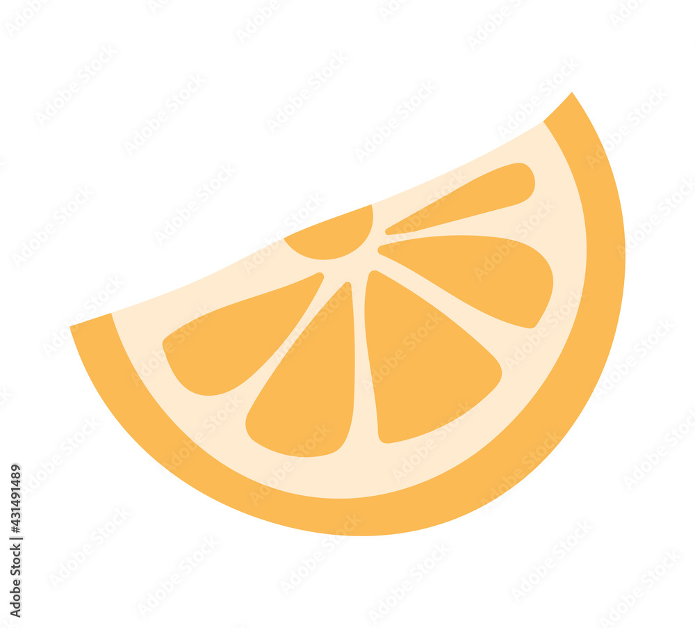 Cute sticker of yellow lemon slice on white background. Cute sticker of yellow lemon slice on white background.