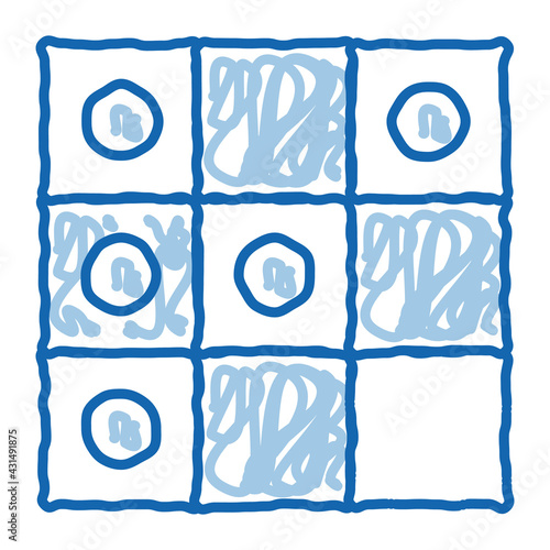 Interactive Kids Game Draughts doodle icon hand drawn illustration